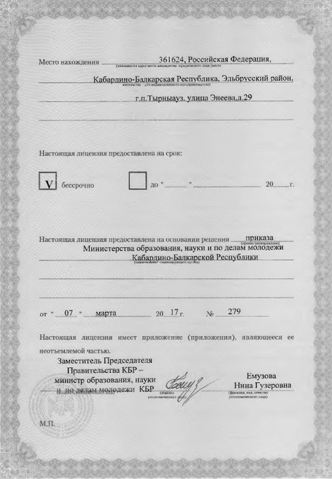 Лицензия на право образовательной деятельности лицея. Лист 2